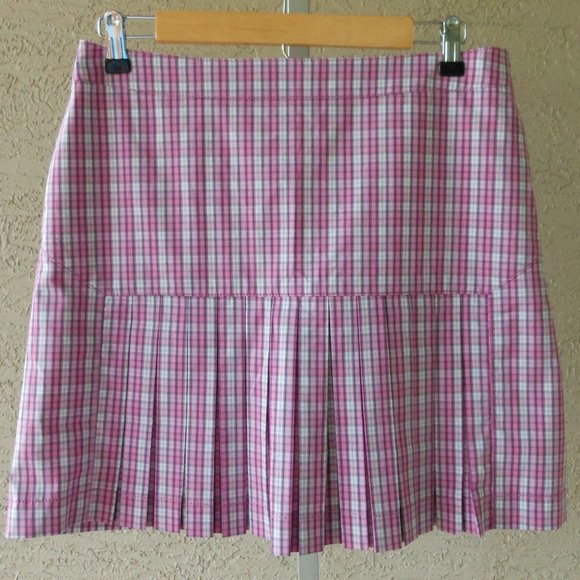 Cutter & Buck Shorts Cutter Buck Pleated Pink Plaid Golf Tennis